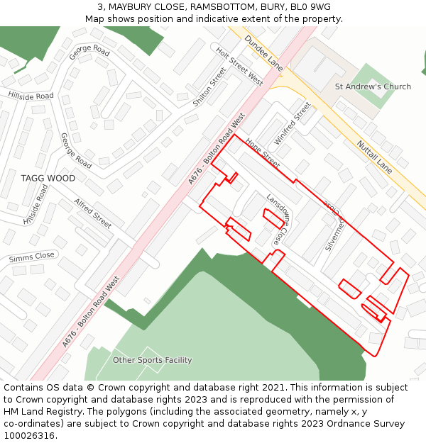 3, MAYBURY CLOSE, RAMSBOTTOM, BURY, BL0 9WG: Location map and indicative extent of plot