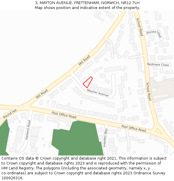 3, MAYTON AVENUE, FRETTENHAM, NORWICH, NR12 7LH: Location map and indicative extent of plot