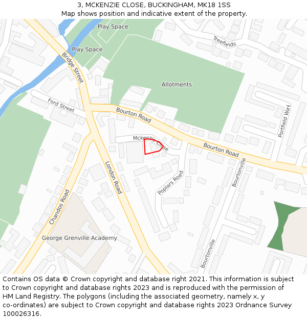 3, MCKENZIE CLOSE, BUCKINGHAM, MK18 1SS: Location map and indicative extent of plot