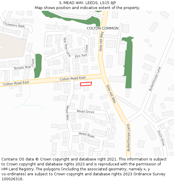 3, MEAD WAY, LEEDS, LS15 9JP: Location map and indicative extent of plot