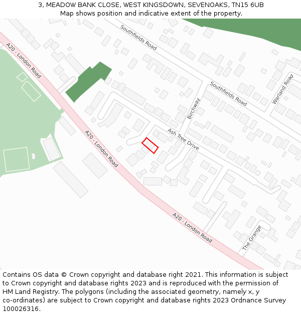 3, MEADOW BANK CLOSE, WEST KINGSDOWN, SEVENOAKS, TN15 6UB: Location map and indicative extent of plot