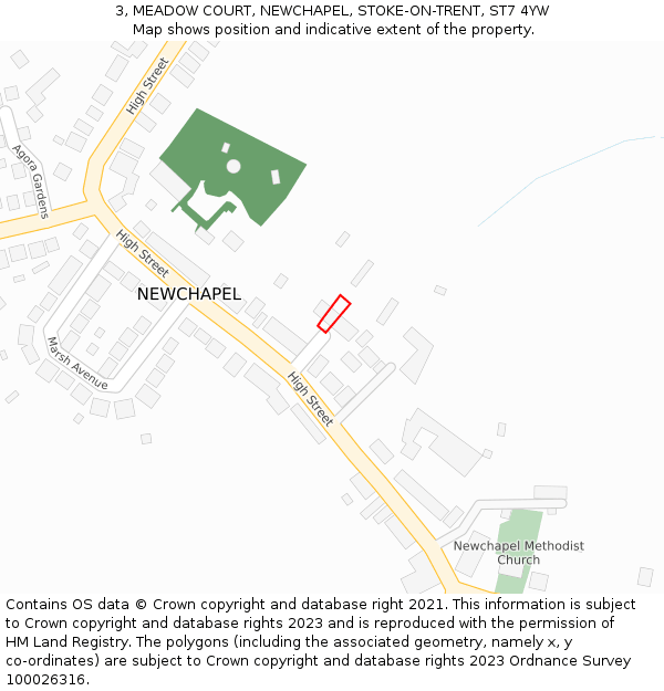 3, MEADOW COURT, NEWCHAPEL, STOKE-ON-TRENT, ST7 4YW: Location map and indicative extent of plot