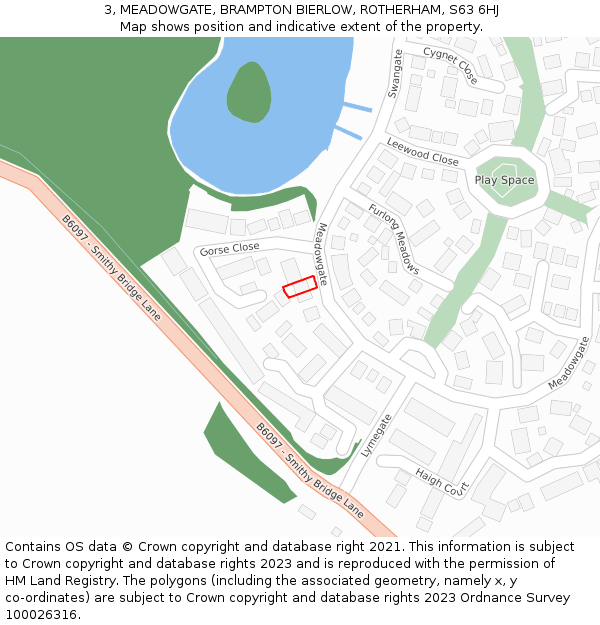 3, MEADOWGATE, BRAMPTON BIERLOW, ROTHERHAM, S63 6HJ: Location map and indicative extent of plot