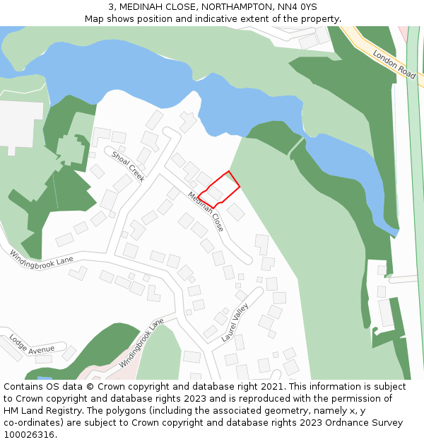 3, MEDINAH CLOSE, NORTHAMPTON, NN4 0YS: Location map and indicative extent of plot