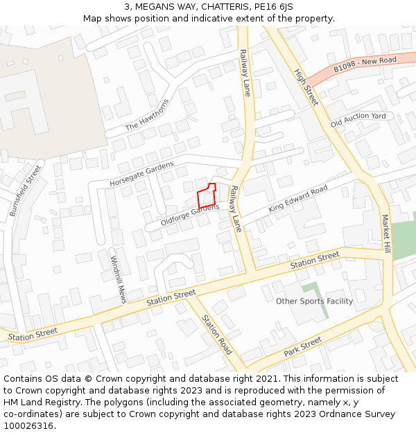 3, MEGANS WAY, CHATTERIS, PE16 6JS: Location map and indicative extent of plot