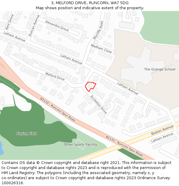 3, MELFORD DRIVE, RUNCORN, WA7 5DG: Location map and indicative extent of plot