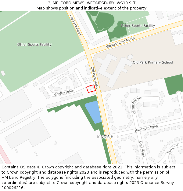 3, MELFORD MEWS, WEDNESBURY, WS10 9LT: Location map and indicative extent of plot