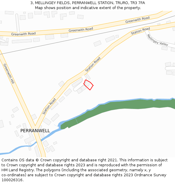 3, MELLINGEY FIELDS, PERRANWELL STATION, TRURO, TR3 7FA: Location map and indicative extent of plot