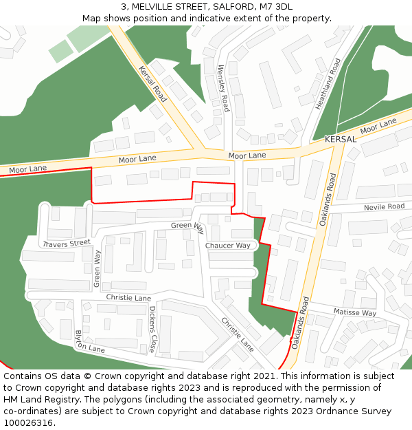 3, MELVILLE STREET, SALFORD, M7 3DL: Location map and indicative extent of plot