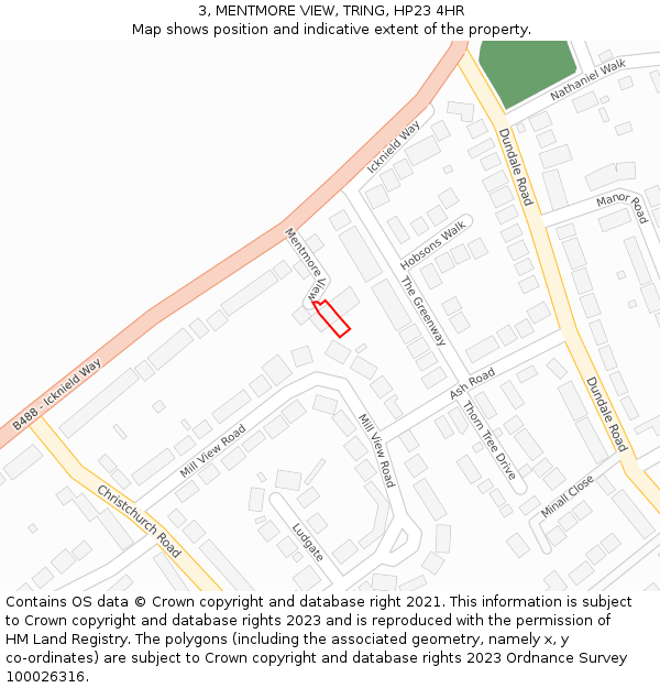 3, MENTMORE VIEW, TRING, HP23 4HR: Location map and indicative extent of plot
