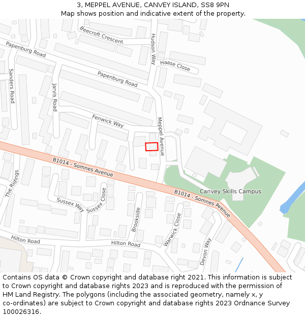 3, MEPPEL AVENUE, CANVEY ISLAND, SS8 9PN: Location map and indicative extent of plot