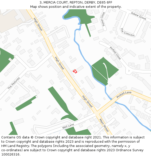 3, MERCIA COURT, REPTON, DERBY, DE65 6FF: Location map and indicative extent of plot