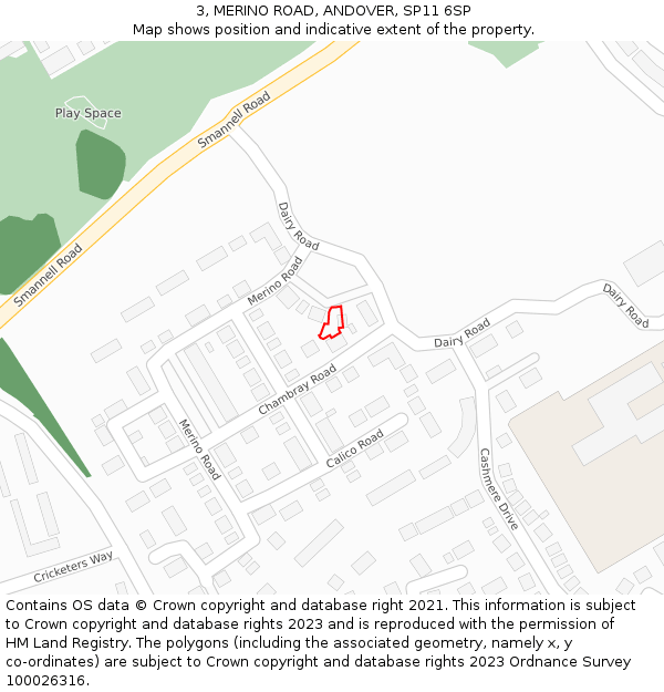 3, MERINO ROAD, ANDOVER, SP11 6SP: Location map and indicative extent of plot