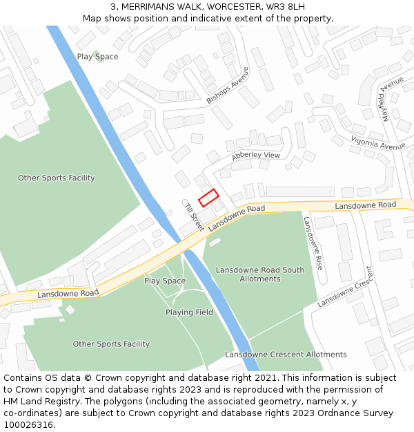 3, MERRIMANS WALK, WORCESTER, WR3 8LH: Location map and indicative extent of plot