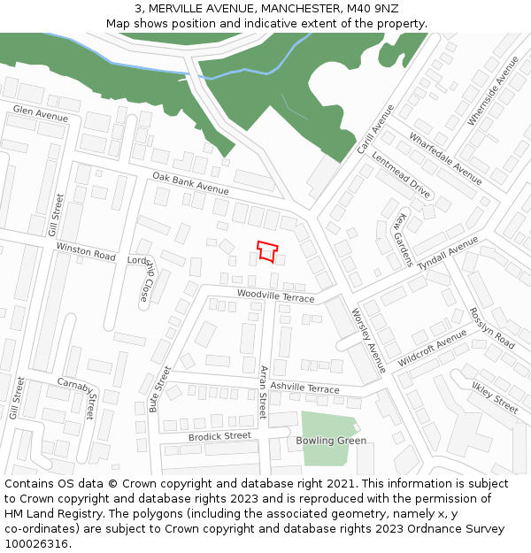 3, MERVILLE AVENUE, MANCHESTER, M40 9NZ: Location map and indicative extent of plot