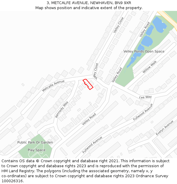 3, METCALFE AVENUE, NEWHAVEN, BN9 9XR: Location map and indicative extent of plot