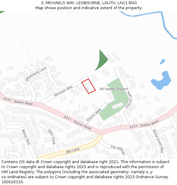 3, MICHAELS WAY, LEGBOURNE, LOUTH, LN11 8NG: Location map and indicative extent of plot