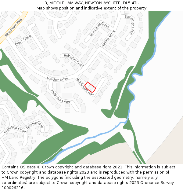 3, MIDDLEHAM WAY, NEWTON AYCLIFFE, DL5 4TU: Location map and indicative extent of plot