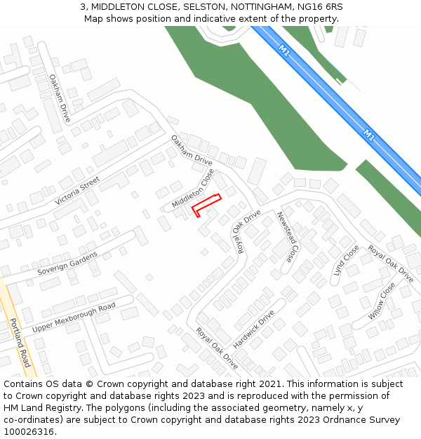 3, MIDDLETON CLOSE, SELSTON, NOTTINGHAM, NG16 6RS: Location map and indicative extent of plot