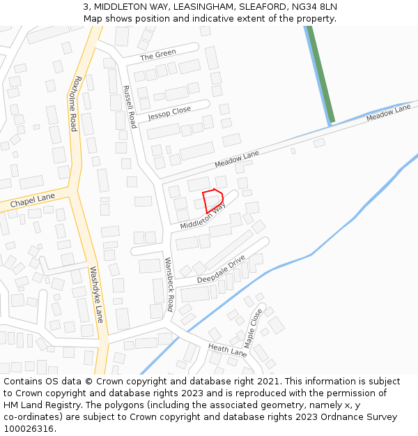 3, MIDDLETON WAY, LEASINGHAM, SLEAFORD, NG34 8LN: Location map and indicative extent of plot