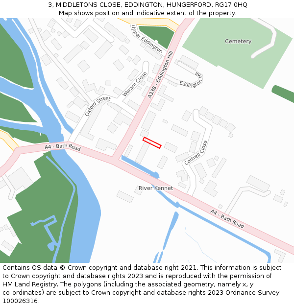 3, MIDDLETONS CLOSE, EDDINGTON, HUNGERFORD, RG17 0HQ: Location map and indicative extent of plot