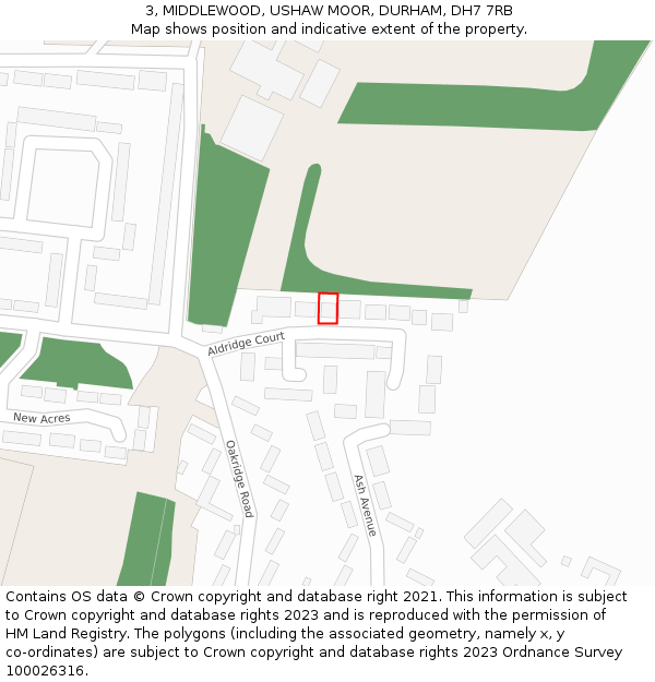 3, MIDDLEWOOD, USHAW MOOR, DURHAM, DH7 7RB: Location map and indicative extent of plot