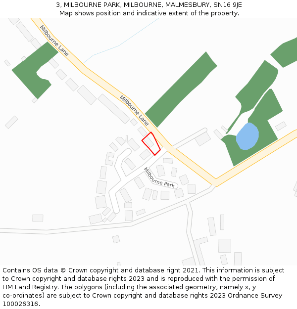 3, MILBOURNE PARK, MILBOURNE, MALMESBURY, SN16 9JE: Location map and indicative extent of plot