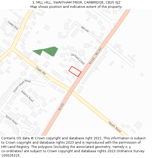 3, MILL HILL, SWAFFHAM PRIOR, CAMBRIDGE, CB25 0JZ: Location map and indicative extent of plot