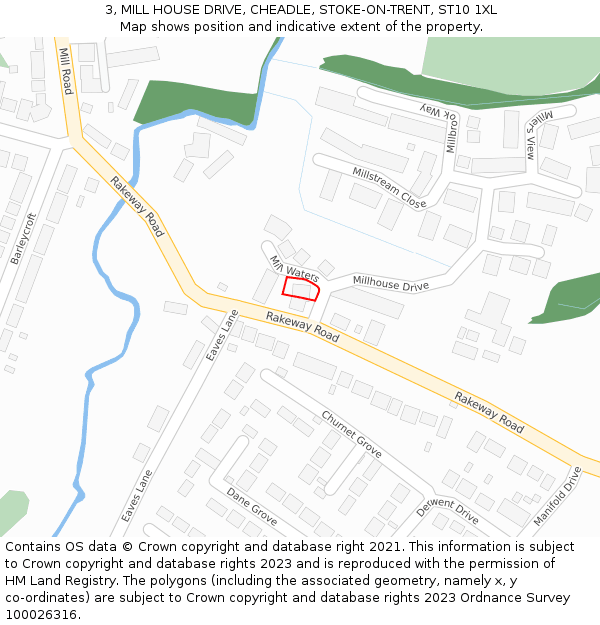 3, MILL HOUSE DRIVE, CHEADLE, STOKE-ON-TRENT, ST10 1XL: Location map and indicative extent of plot