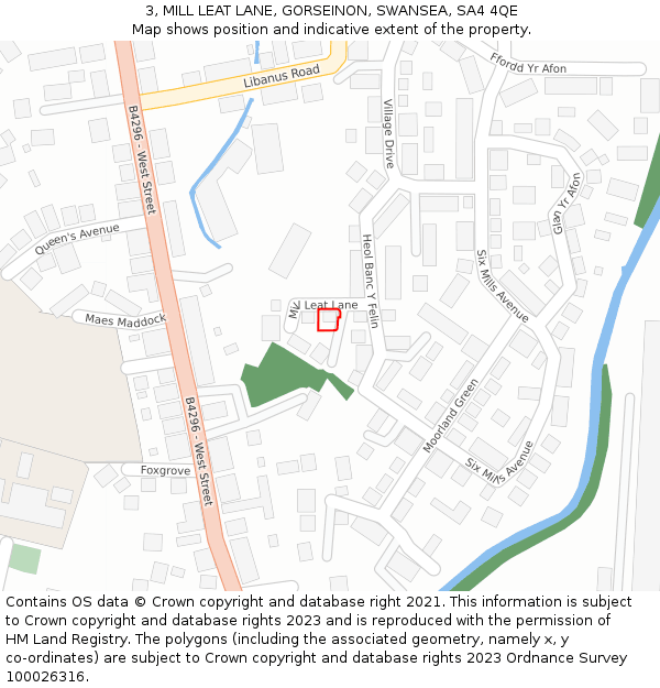 3, MILL LEAT LANE, GORSEINON, SWANSEA, SA4 4QE: Location map and indicative extent of plot