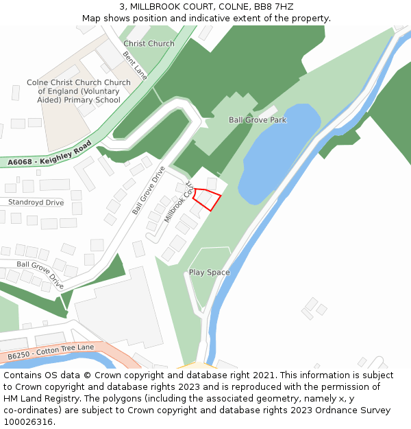 3, MILLBROOK COURT, COLNE, BB8 7HZ: Location map and indicative extent of plot