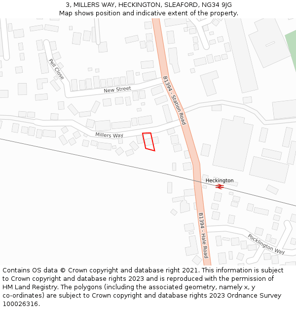 3, MILLERS WAY, HECKINGTON, SLEAFORD, NG34 9JG: Location map and indicative extent of plot