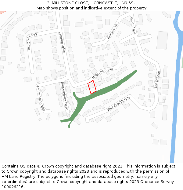 3, MILLSTONE CLOSE, HORNCASTLE, LN9 5SU: Location map and indicative extent of plot