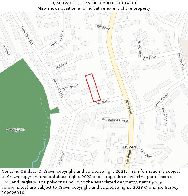 3, MILLWOOD, LISVANE, CARDIFF, CF14 0TL: Location map and indicative extent of plot