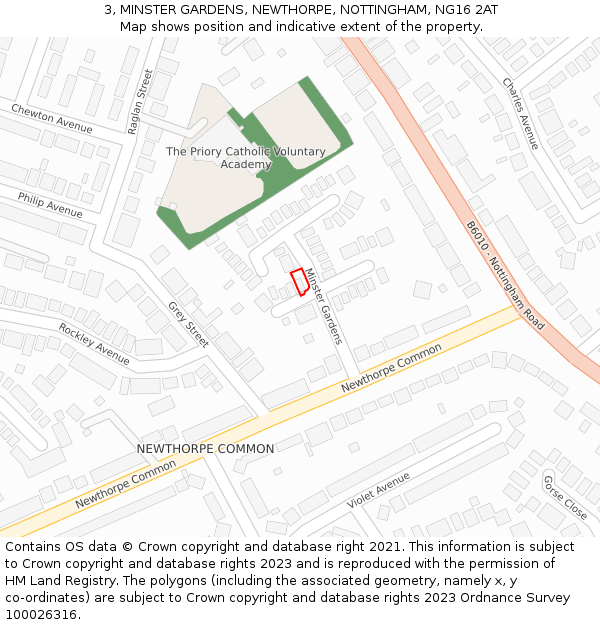 3, MINSTER GARDENS, NEWTHORPE, NOTTINGHAM, NG16 2AT: Location map and indicative extent of plot