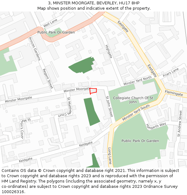 3, MINSTER MOORGATE, BEVERLEY, HU17 8HP: Location map and indicative extent of plot