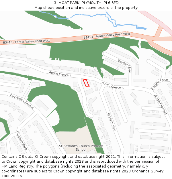 3, MOAT PARK, PLYMOUTH, PL6 5FD: Location map and indicative extent of plot