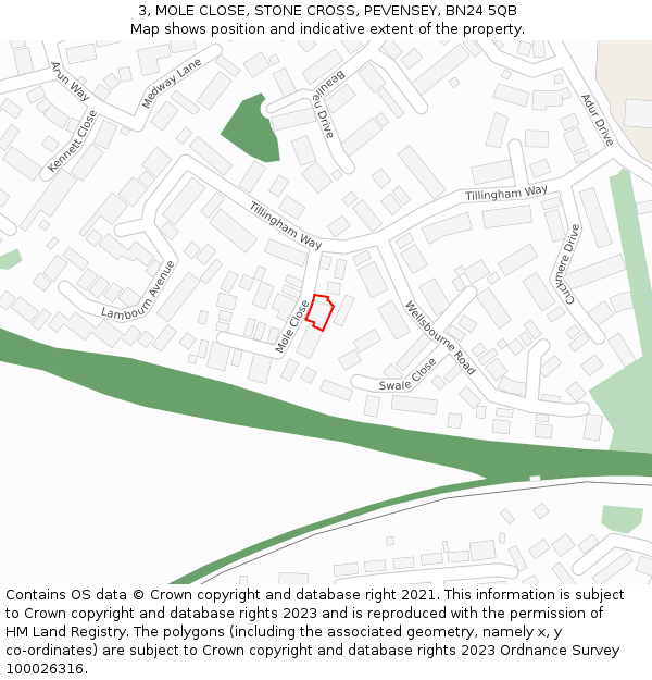 3, MOLE CLOSE, STONE CROSS, PEVENSEY, BN24 5QB: Location map and indicative extent of plot