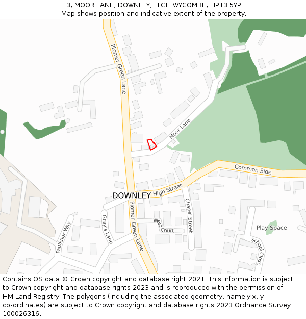 3, MOOR LANE, DOWNLEY, HIGH WYCOMBE, HP13 5YP: Location map and indicative extent of plot