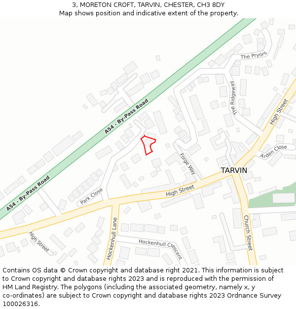 3, MORETON CROFT, TARVIN, CHESTER, CH3 8DY: Location map and indicative extent of plot