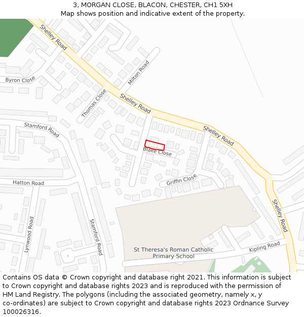 3, MORGAN CLOSE, BLACON, CHESTER, CH1 5XH: Location map and indicative extent of plot