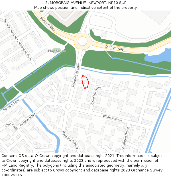 3, MORGRAIG AVENUE, NEWPORT, NP10 8UP: Location map and indicative extent of plot