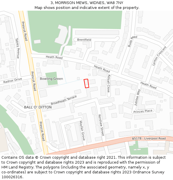 3, MORRISON MEWS, WIDNES, WA8 7NY: Location map and indicative extent of plot