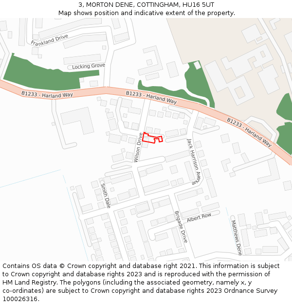 3, MORTON DENE, COTTINGHAM, HU16 5UT: Location map and indicative extent of plot