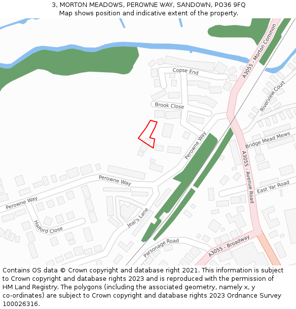 3, MORTON MEADOWS, PEROWNE WAY, SANDOWN, PO36 9FQ: Location map and indicative extent of plot