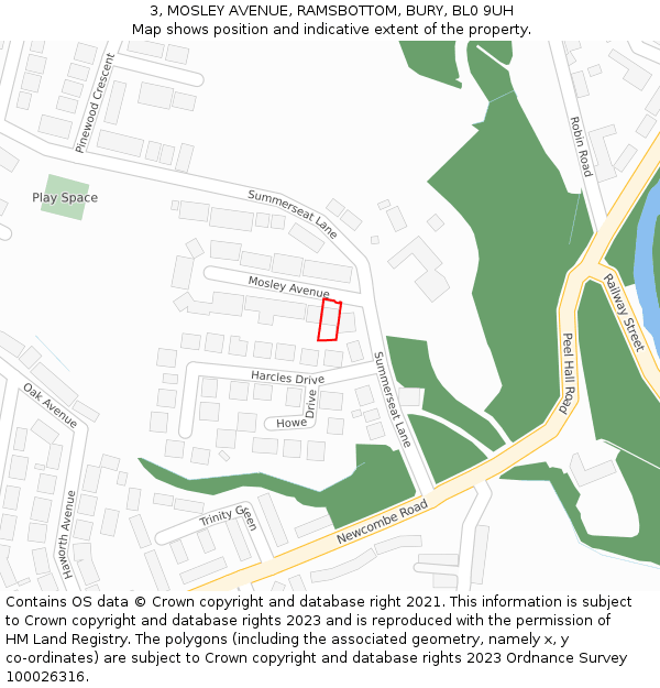 3, MOSLEY AVENUE, RAMSBOTTOM, BURY, BL0 9UH: Location map and indicative extent of plot