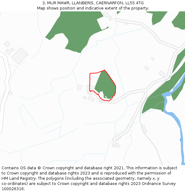 3, MUR MAWR, LLANBERIS, CAERNARFON, LL55 4TG: Location map and indicative extent of plot