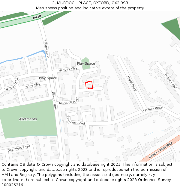 3, MURDOCH PLACE, OXFORD, OX2 9SR: Location map and indicative extent of plot