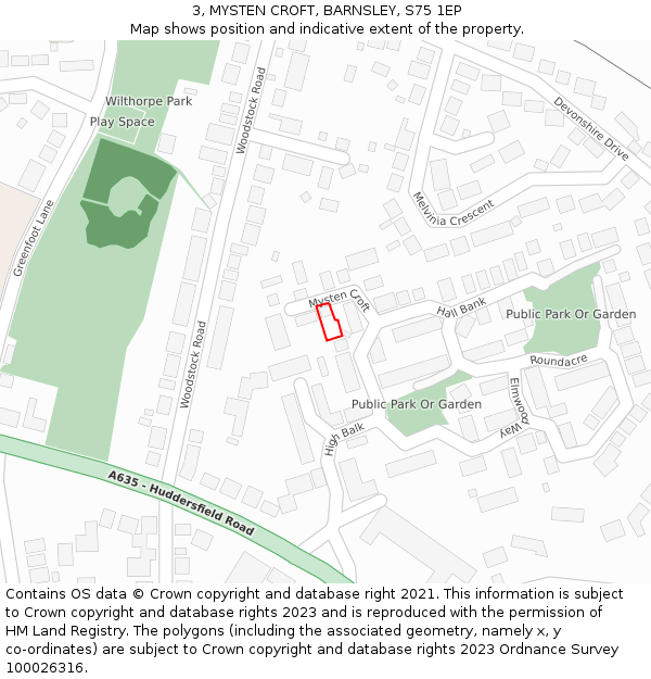 3, MYSTEN CROFT, BARNSLEY, S75 1EP: Location map and indicative extent of plot