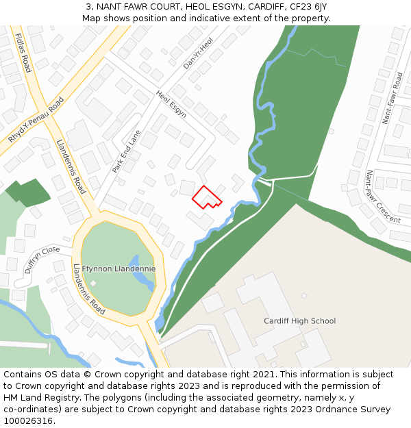 3, NANT FAWR COURT, HEOL ESGYN, CARDIFF, CF23 6JY: Location map and indicative extent of plot